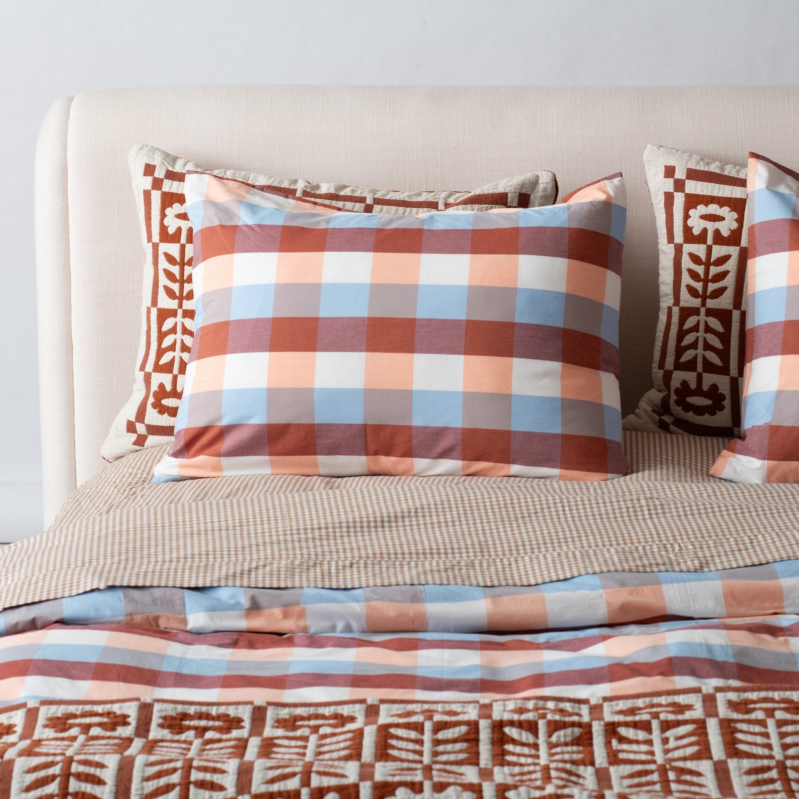 Open Woven Plaid Pillow Sham::woven plaid - shore::hover in zoom modal