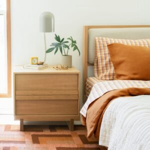 Open Finch Oak 2-Drawer Nightstand:hover in zoom modal