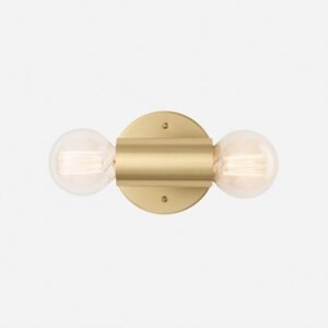 Open Cylinder Double Sconce::natural brass::main in zoom modal