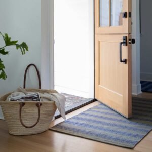 Open Cotton Ticking Stripe Flatweave Rug::Alder::Hover in zoom modal