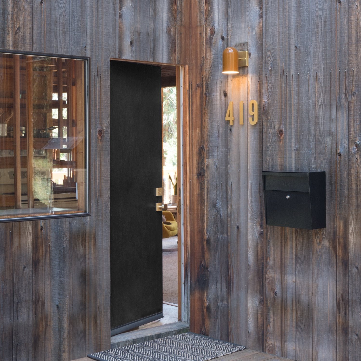 Open Allegheny Indoor/Outdoor Sconce::black-satin::hover in zoom modal