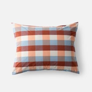 Open Woven Plaid Pillow Sham::woven plaid - Berry::main in zoom modal