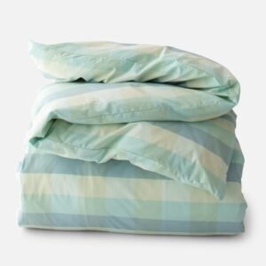 Open Woven Plaid Duvet Cover::woven plaid-shore::main in zoom modal